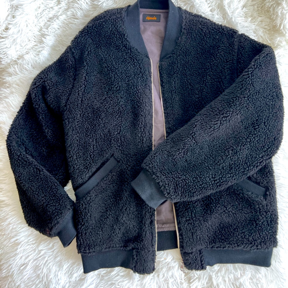 Chimala Black & Purple Reversible Fleece Bomber Size M Made In Japan